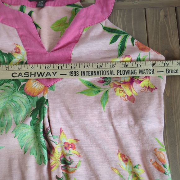 Tommy Bahama Pink Floral Cotton Linen Sleeveless Mini Dress SZ L - Picture 9 of 14